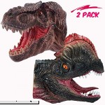 NEWBEGIN Tyrannosaurus Double Crown Dinosaur Hand Puppet Soft Rubber Realistic Spines Dragon Dinosaur Toy Kids Adult,2 Pack  B07GP2S3Q4